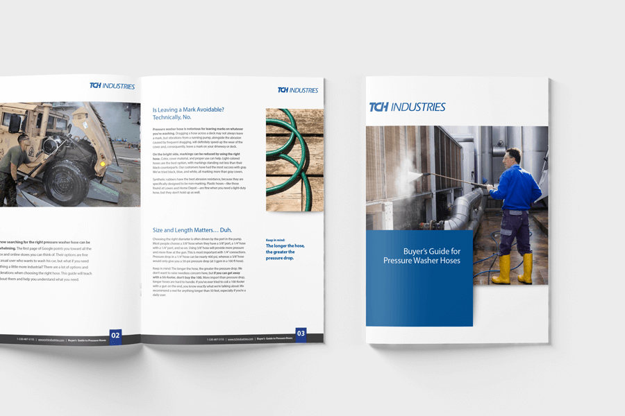 05_Brochure-and-Catalog-Mockup_Open-Close_Top-View (2) Pressure washer hose in use